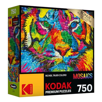 Cra-Z-Art - RoseArt - Kodak Premium Mosaics - Rainbow Tiger - 750 Piece Jigsaw Puzzle - WoodArtSupply