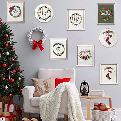 Canlierr 6 Sets Christmas Embroidery Kit with Pattern and Instructions Embroidery Starter Kit Embroidery Pattern Hoop Colored Threads Needlepoint Kit - WoodArtSupply