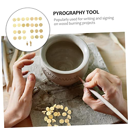 Anneome 1 Set Letter Soldering Iron Embossing Burning Tips Wood Burner Pyrography Letters DIY Tools Wood Burning Letters Letter Stencil DIY Kits Iron Anneome