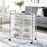 Yaheetech 12 Drawers Rolling Storage Cart Multipurpose Movable Organizer Cart Storage Bin Trolley Tools Scrapbook Paper Organizer on Wheels, White Yaheetech