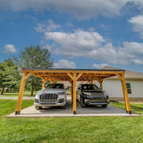 Backyard Discovery Kingsport 20 ft. x 20 ft. All Cedar Wooden Carport Gazebo with Hard Top Steel Roof Backyard Discovery
