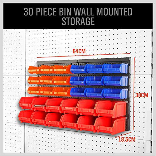 30-Bin Wall-Mounted Storage Rack System - Heavy-Duty Garage Tool Organizer for Screws, Nuts, Bolts, Nails, Beads, and Small Hardware Parts - Easy SEDY