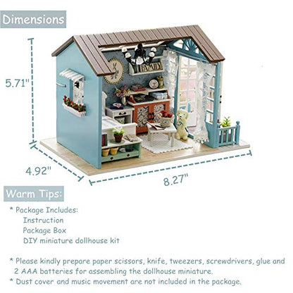 TuKIIE DIY Miniature Dollhouse Kit, 1:24 Scale Wooden Mini Christmas Doll House Accessories with Furniture for Kids Teens Adults(Forest Times)