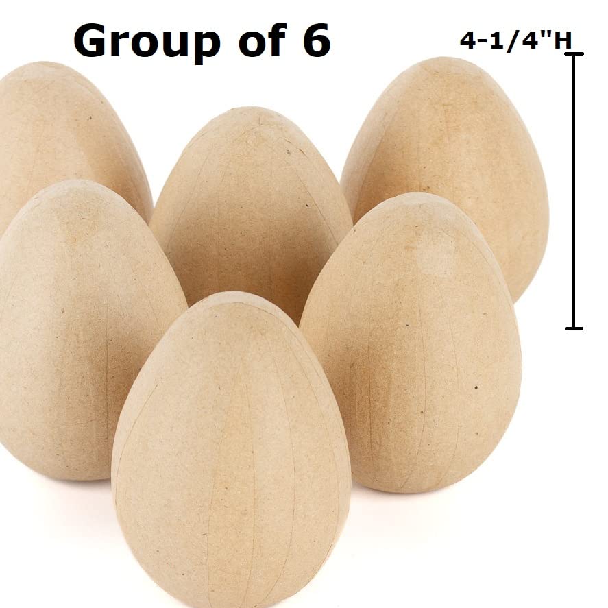 Pack of 6 Paper Mache Eggs by Factory Direct Craft - Unfinished Paper Mâché Eggs Ready to Paint, Decoupage and Decorate for Easter, Everyday and - WoodArtSupply