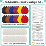 SHUANGART 194 Pcs Sublimation Blank Superfine Glitter Faux Leather Earrings Kit, Blank Vivid Shiny Solid Colors Earrings with Sublimation Paper for WoodArtSupply