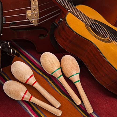 Foraineam 4 Pieces Maracas 8 inch Wooden Hand Percussion Rattles, Beech Wood Rumba Shakers Noisemaker Party Favors Supplies Musical Instrument for Foraineam
