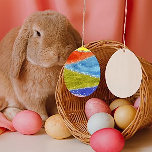PartyKindom 20pcs Wood Easter Egg Wood Craft Ornaments Unfinished Wood Cutout Easter Eggs for Kids Egg Wood DIY Crafts Cutouts Eggs Shape Wood PartyKindom