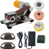 Mini Belt Sander, 15° Electric Knife Sharpener Bench Grinder Sanding Machine, 7 Adjustable Speed Electric Belt Grinder, Low Noise Cutter Sharpener Tzdxfgl