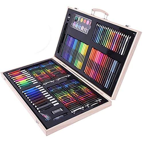 RMENST Art Supplies, 180 Pieces Deluxe Wooden Art Set, Portable Art Case Painting Kit, Colored Pencils, Watercolor Paint, Creative Gift - WoodArtSupply