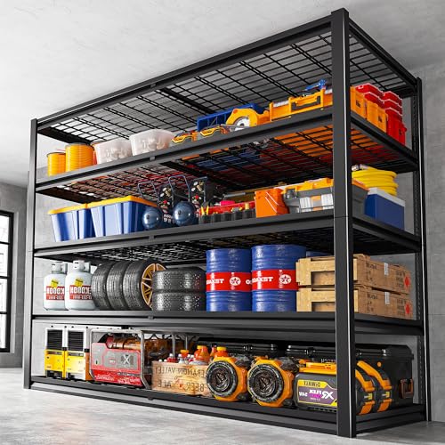 REIBII 55.2" W Garage Shelving Heavy Duty Garage Storage Shelves 3000LBS Adjustable 5 Tier Metal Shelving Unit for Storage Rack Storage Shelves - WoodArtSupply