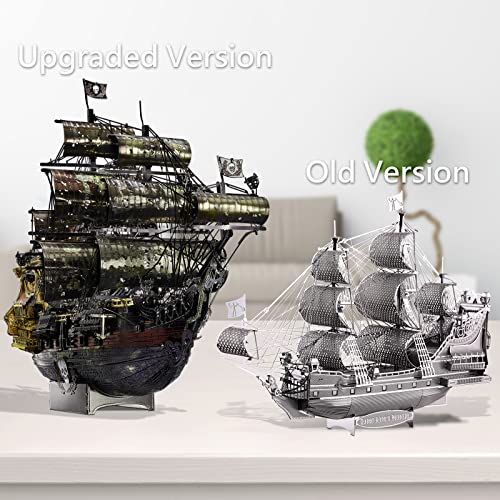 Piececool 3D Metal Puzzles for Adults, The Queen Anne's Revenge Pirate Ship Model Kits with DIY Tools Set, Metal Models Building Craft Kits, Creative - WoodArtSupply