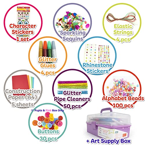Olly Kids Arts and Crafts Supplies Set- 1000+ Pieces Giftable Craft Box for Kids: DIY Craft Supplies for Toddlers, School Project, and Homeschool Olly Kids
