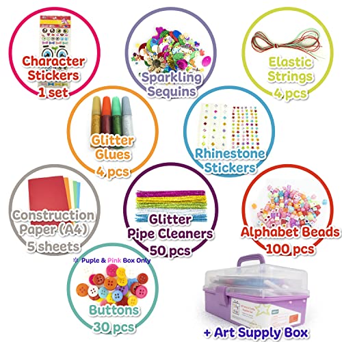 Olly Kids Arts and Crafts Supplies Set- 1000+ Pieces Giftable Craft Box for Kids: DIY Craft Supplies for Toddlers, School Project, and Homeschool - WoodArtSupply