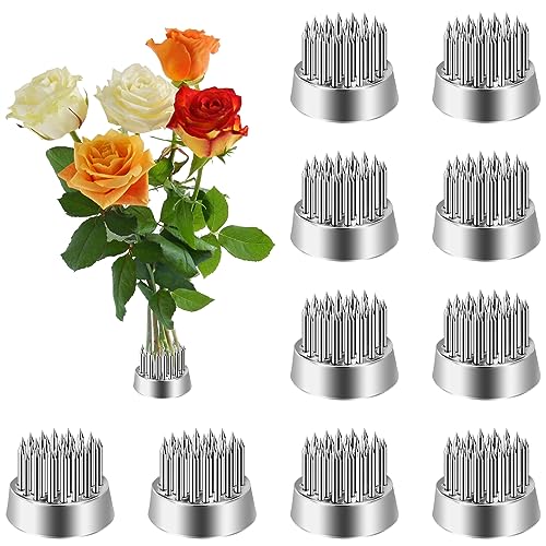 WUWEOT 12 Pack Kenzan Ikebana Flower Frogs, 0.9 Inch Flower Spiky Frog Japanese Pin Frog, Sliver Floral Fixed Tools, Metal Flower Arrangement Holder WUWEOT