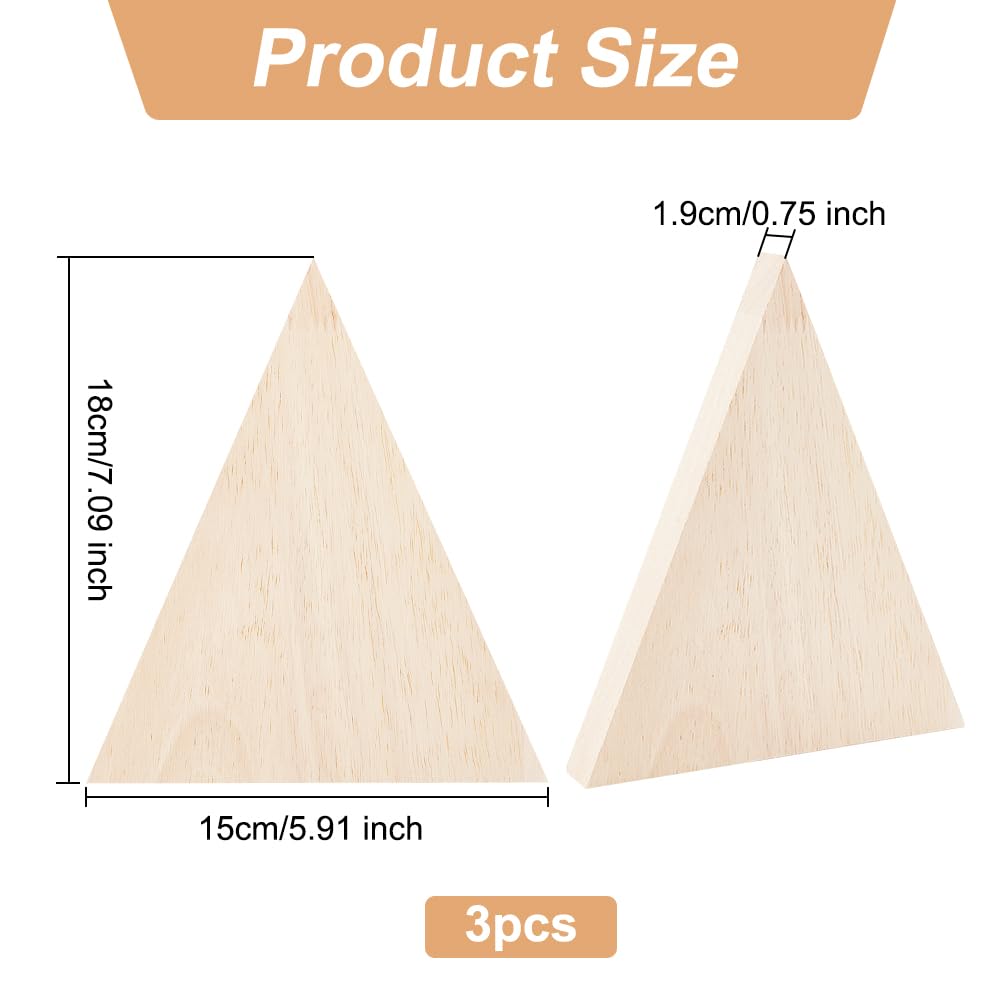 OLYCRAFT 12Pcs 4Sizes Unfinished Wooden House Shaped Blocks & 3Pcs 7x6 Inch Unfinished Wooden Triangle Shaped Blocks Wooden Tray Plates Blank Wooden OLYCRAFT