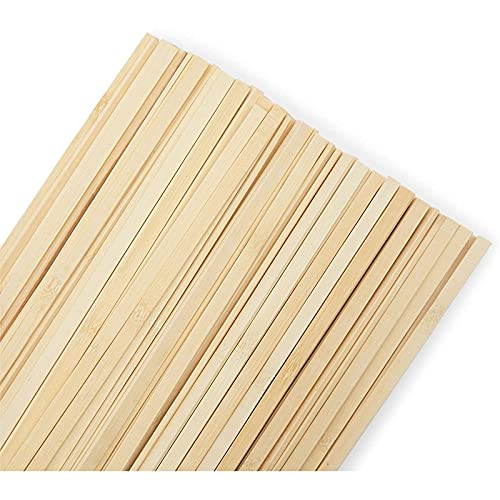 Natural Bamboo Sticks for Arts and Crafts, Flexible Wood (15.5 in, 100 Pack) - WoodArtSupply