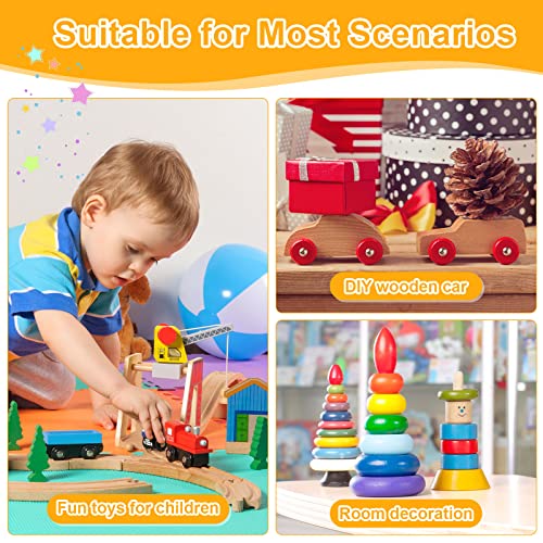 36 Pack Wooden Wheels Toys Wooden Wheels for Crafts Toys Wooden Craft Wheels Wooden Mini Wheels with Axle Pegs for Crafts DIY Toy Cars Painting Civaner