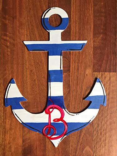 Anchor Cutout Unfinished Wood Nautical Beach House Decor Ocean Door Hanger MDF Shape Canvas Style 1 (18")