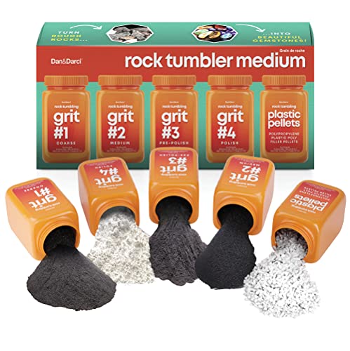 Dan&Darci Rock Tumbler Grit Refill Kit - 3.5 Pounds Grits Media + Poly Plastic Pellets - Rocks Polishing Refills for Any Brand Rock Tumblers - Rock Dan&Darci