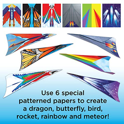 Creativity for Kids Fold and Launch Paper Airplanes - Create 80 Paper Planes, 2 Airplane Launchers, Crafts for Kids Age 6-8+