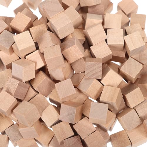 VILLCASE 400pcs Wooden Cubes Unfinished Square Blocks Small Wooden Blocks DIY Craft Blocks Blank Cubes Solid Wood Blocks VILLCASE