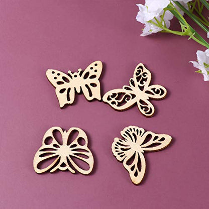 BESPORTBLE 100PCS Unfinished Wood Crafts Butterfly Wood Crafts Wood Butterfly Embellishment Unfinished Wood Butterfly Rustic Decor Wooden