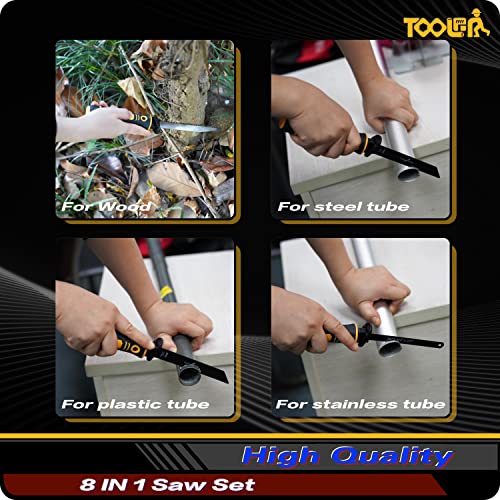 TOOLAN: 8-In-1 Multi Blades Hand Saw, Drywall Cutter Saw. Hacksaw. Long Blade Hand Saw For Cutting Drywall, Sheetrock, Wood, Metel, Plastic, Plywood. TOOLAN