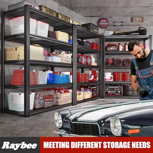 Raybee Garage Shelving Heavy Duty Storage Shelves 2000LBS Adjustable Garage Storage Shelves 5 Tier Metal Shelving Unit for Garage Heavy Duty Shelving Raybee