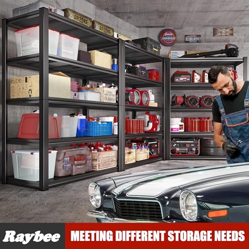 Raybee Garage Shelving Heavy Duty Storage Shelves 2000LBS Adjustable Garage Storage Shelves 5 Tier Metal Shelving Unit for Garage Heavy Duty Shelving