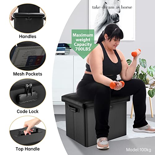 DocSafe Storage Ottoman with Lock,Fireproof Folding Ottoman Foot Rest Stool Storage Chest with Storage Safe for Important Documents,Waterproof 17 DocSafe