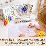 Honeysticks Non Toxic Watercolor Paint Set for Kids and Toddlers - 8 Vibrant and Long Lasting Colors with Brush - Natural and Food Grade Ingredients Honeysticks