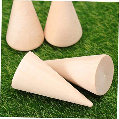 ABOOFAN 60 Pcs Diy Cone Wood Cone Jewelry Holder Unfinished Christmas Tree Cone Wood Jewelry Organizer Ring Cone Holder Wood Ring Wooden Toy Jewelry ABOOFAN