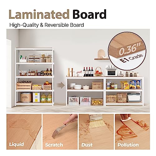 HOMEDANT House Z-Beam White 48" Wide Heavy Duty Garage Storage Shelving Adjustable 5-Tier Metal Shelves Laminated Organization Shelf Industrial HOMEDANT