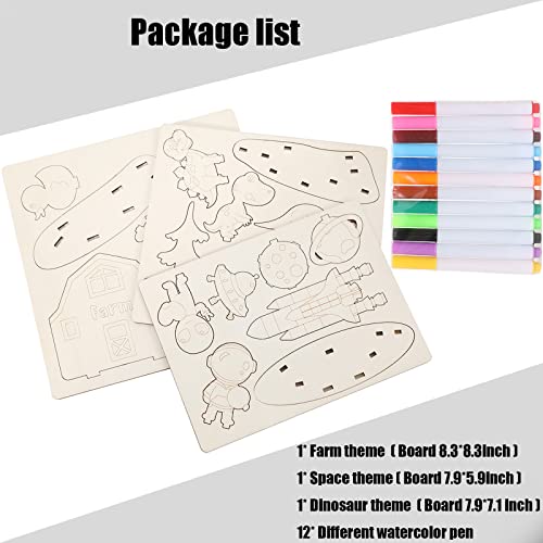 Crafts for Kids Ages 3+ Toddler Drawing Painting Wooden Arts and Crafts DIY Kit for Boys Girls Party Favors Art Supplies Wood Toys Coloring Farm
