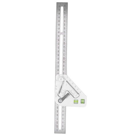 Combination Square with Bubble Level Silver Flexible Woodworking Triangle Ruler Carpentry Tools FTVOGUE