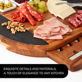 Premium Oval Charcuterie Board Cheese Board Set: Acacia Wood, Stainless Steel Knives - Christmas Gifts for Women, House Warming Gifts Ideas, New Real Life Living