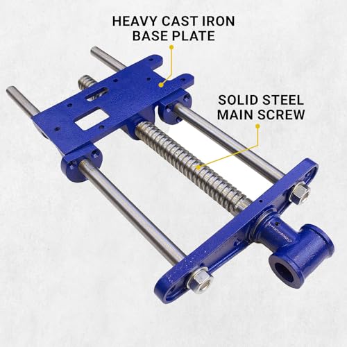 Yost Vises F10WW Woodworker's Vise | Front Vise | 10 Inch Woodworking Tool | Cast Iron Body Construction with a Solid Steel Main Screw | Blue - WoodArtSupply