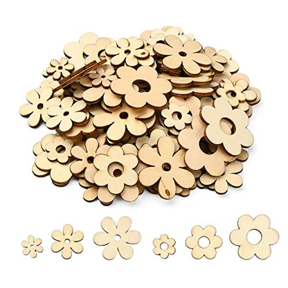 UR URLIFEHALL 100 Pcs Plum Bossom Wood Cutouts Ornaments Unfinished Laser Cut Flower Wooden Paint Crafts for Scrapbooking Crafts Homemade Gifts - WoodArtSupply