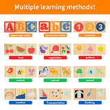 Joqutoys Wooden Building Blocks for Toddlers 1-3, Large Wood Baby Stacking Blocks Set for Kids, 30 PCS Alphabet Blocks with Toy Wagon, Educational Joqutoys