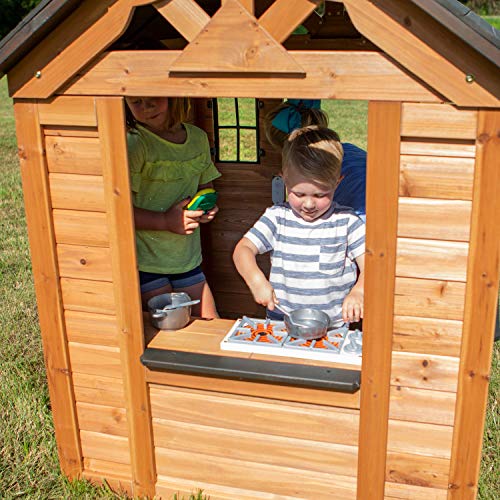 Backyard Discovery Sweetwater All Cedar Wooden Playhouse, Light Brown - WoodArtSupply