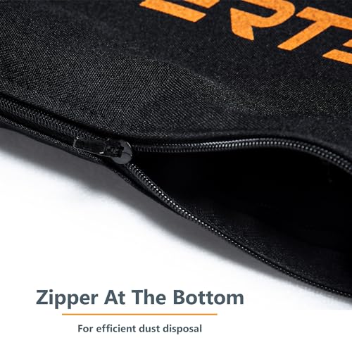 POWERTEC 75081 Miter Saw/Track Saw Dust Bag fits Nominal 1-1/2" Dust Ports, Expands to 1-5/8", Hook and Loop Dust Collector Bag with Zipper and Wired POWERTEC