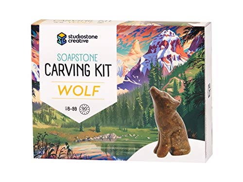 STUDIOSTONE CREATIVE DIY Arts & Crafts Carving Kit Kids Adults Wolf Sculpture Soapstone - WoodArtSupply