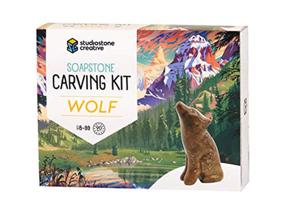 STUDIOSTONE CREATIVE DIY Arts & Crafts Carving Kit Kids Adults Wolf Sculpture Soapstone - WoodArtSupply