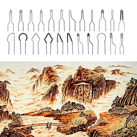 SAVITA 23pcs Wood Burning Nibs, Pyrography Wire Tips Replacement for Pyrography Machine Wood Burning Pen Tips for Pyrography on Gourds Wood Paper SAVITA
