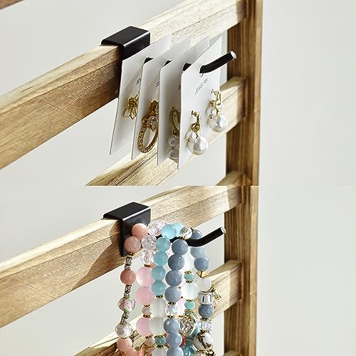 Ikee Design Wooden Jewelry Display Rack with 20 Removable Metal Hooks, Earring Card Display Holder Stand with Hooks, Earring Display Stand for Ikee Design