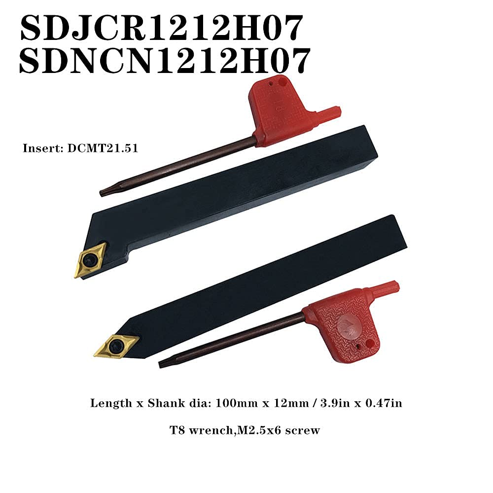Indexable Lathe Turning Tool,1/2'' Shank 7 Pieces Carbide Turning Tool Set,Metal Lathe Tools Holder for Turning Grooving Threading with Tin Coated KinRite