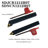 Indexable Lathe Turning Tool,1/2'' Shank 7 Pieces Carbide Turning Tool Set,Metal Lathe Tools Holder for Turning Grooving Threading with Tin Coated KinRite