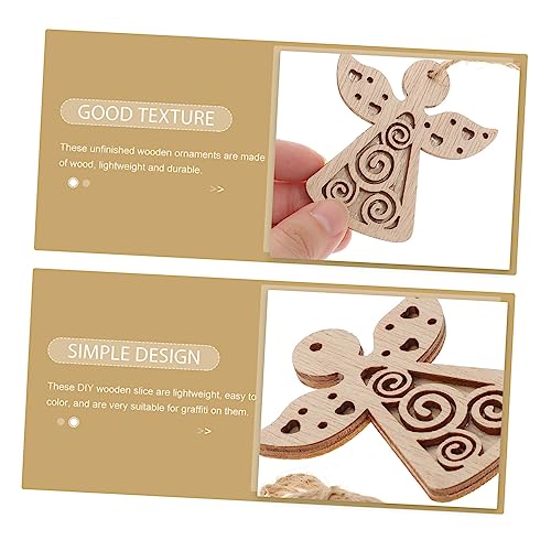 Anneome Christmas Angels Ornaments 10pcs Double Decorative Wood Chips Wooden Decor Woodsy Decor Christmas Tree Ornaments Unfinished Wooden Discs Wood - WoodArtSupply