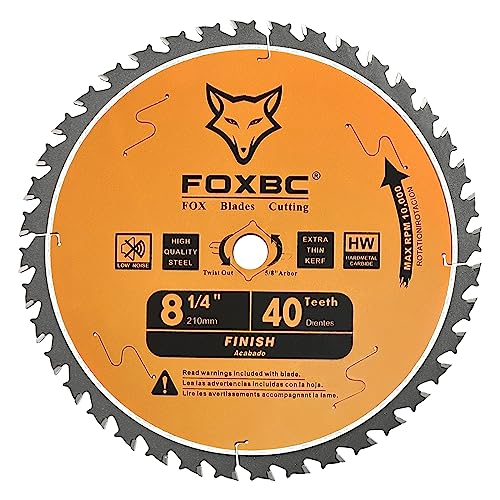 FOXBC 8-1/4 Inch Table Saw Blade 40 Tooth, Replacement for Freud Diablo D0840, DeWalt DWA181440 Finishing Circular Saw Blade, DeWalt DWE7485 Table - WoodArtSupply