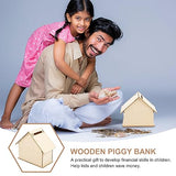 Kisangel 15 pcs Paintable Piggy Bank Unfinished Wooden Houses for Crafts Paint Birdhouse Change DIY Saving House for Money Crafting Banks Kisangel